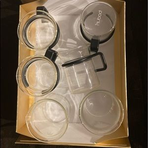 Bodum coffee set 4 glass mugs 1 sugar 1 cream